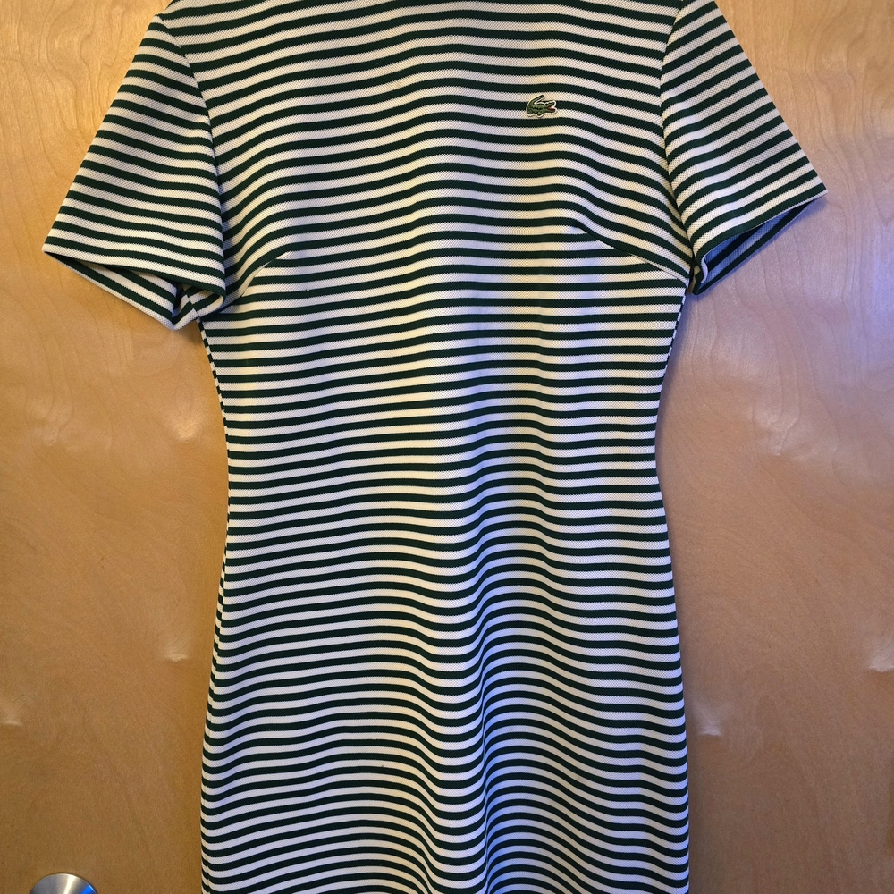 Lacoste Black and White Striped Mini Dress